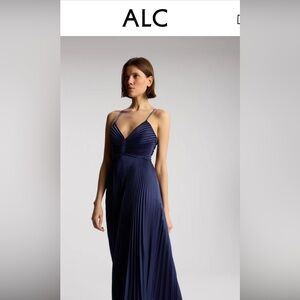 A.L.C.  Aqua Blue Pleated maxi gown. Worn once to event.  Has been dry cleaned.